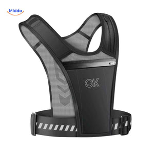 Reflective running vest featuring brand logo and reflective back panel for maximum visibility.