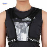 Reflective running vest with breathable mesh front panel for ventilation and reflective safety details.