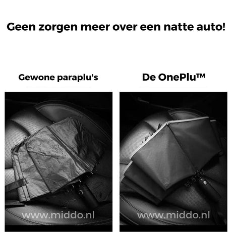 OnePlu reflective umbrella in use at night with lighting for safety.