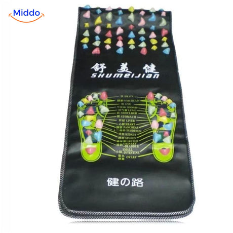ReflexoStep acupressure mat in folded position for easy storage and portability.