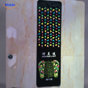 ReflexoStep mat with feet demonstrating acupressure stimulation therapy.