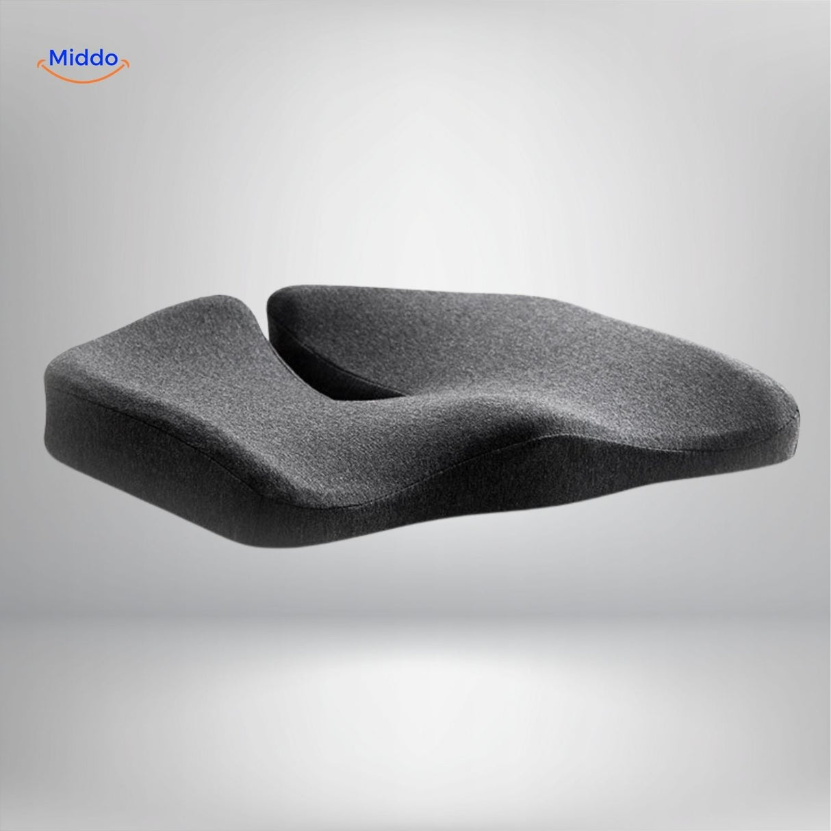 Memory foam cushion promoting relaxed sitting posture and pressure relief throughout the day.