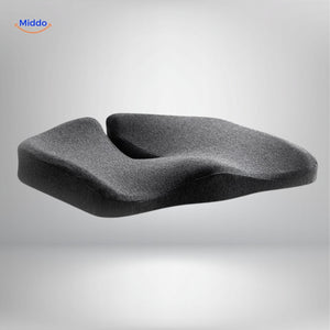 Memory foam cushion promoting relaxed sitting posture and pressure relief throughout the day.