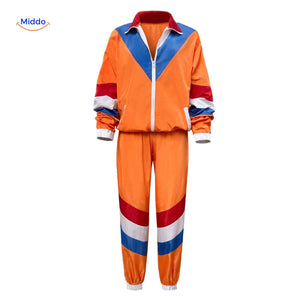 Retro tracksuit back view showing design details.