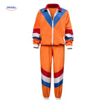 Retro tracksuit back view showing design details.