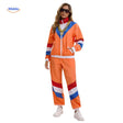 80s retro tracksuit set in breathable fabric, unisex front view.