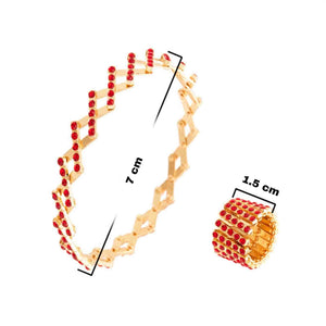 Ring and bracelet size guide showing 7cm bracelet and 1.5cm ring dimensions.