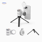 Complete modular system with ring light, tripod, and accessories.