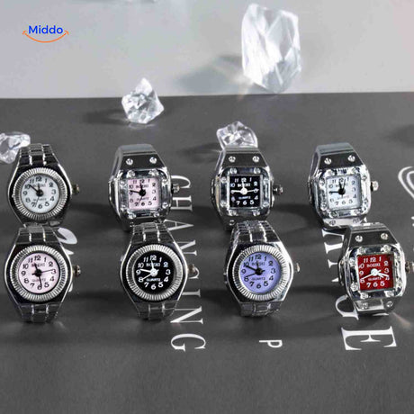 Multi-pack ring watch collection set with variety of styles.