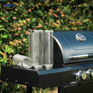 RollingGrill durable stainless steel basket is dishwasher-safe for easy cleanup.