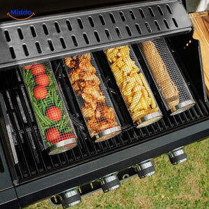RollingGrill non-stick grill basket prevents food from sticking during cooking.