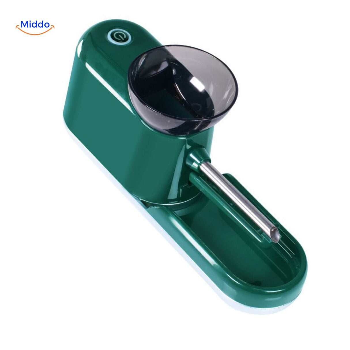 RollMaster electric cigarette roller from corner angle on white background.