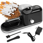 RollMaster automatic electric cigarette rolling machine in white with included charger.