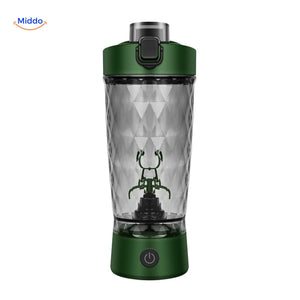 Rose pink shaker bottle with detachable storage pod compartment.