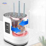 Makeup brush cleaner with rotating technology for intensive deep cleaning action.