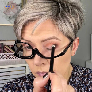 Single-lens rotating makeup glasses designed for precise eyeshadow application.