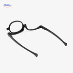 Angled view showing the rotating hinge mechanism of makeup reader glasses.