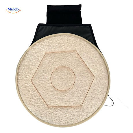 Beige hexagon-pattern rotating cushion for daily wellness.