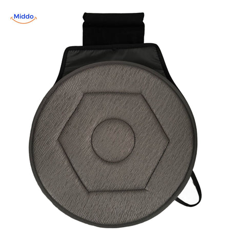 Blue hexagon-pattern rotating cushion with support design.