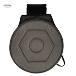 Blue hexagon-pattern rotating cushion with support design.