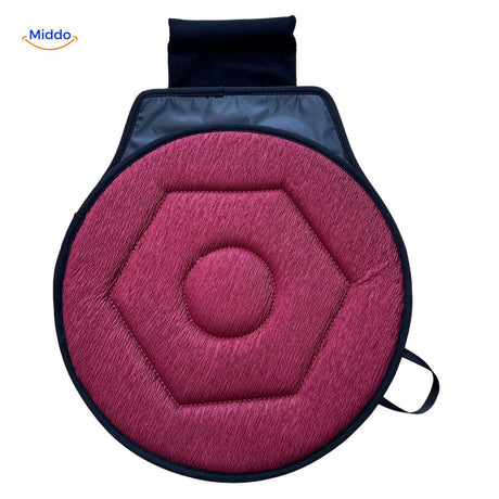 Gray hexagon-patterned rotating seat cushion for comfort.