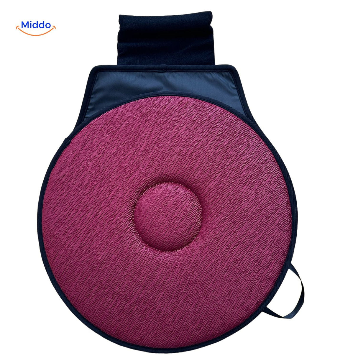 Red rotating seat cushion for office and desk seating.