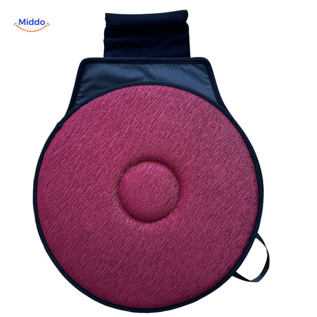 Red rotating seat cushion for office and desk seating.