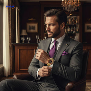 Gold roulette watch with a timeless men's design