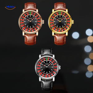 Roulette watches showing the available leather strap colors