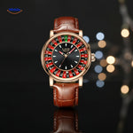 Rose gold roulette watch with a leather strap