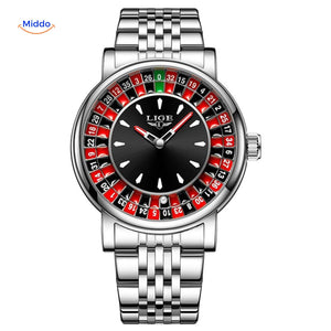 Silver roulette watch with a stainless steel bracelet