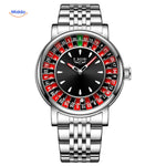 Silver roulette watch with a stainless steel bracelet