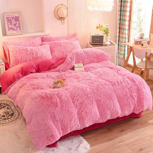 Teddy Fluffy fleece bedding set in Pink