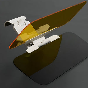 Side view detail of SafeDrive anti-glare car visor design and structure.