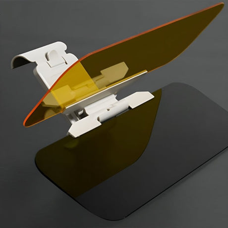 Side view detail of SafeDrive anti-glare car visor design and structure.