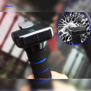 Safearm car safety hammer with integrated seatbelt cutter tool.