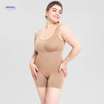 Sand-colored body-shaping bodysuit offering optimal comfort and shaping.