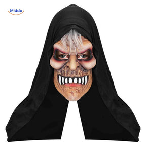 Horror mask with a frightening grin and scary facial expression.