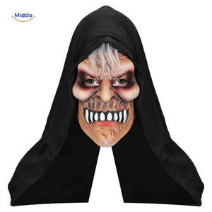 Horror mask with a frightening grin and scary facial expression.