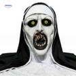 Scary nun mask with realistic horror details for Halloween costume.