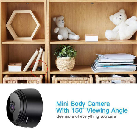 1080p camera mounted on wall demonstrating easy installation and flexible viewing angles.
