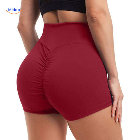Purple high-waist shaping shorts with ion fiber for tummy control and body sculpting.