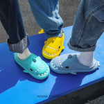 Extremely soft plush lining inside shark slippers for comfort.