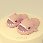 Sharkies shark slippers in pink with fun orthopedic support.