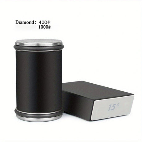 Rolling knife sharpener in elegant black finish for modern kitchen.