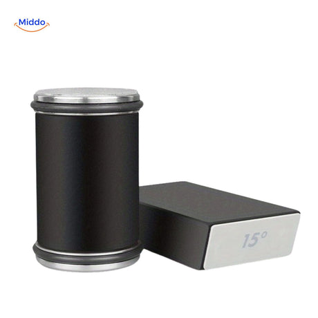 Stylish rolling knife sharpener with black and metallic color combination.