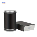 Stylish rolling knife sharpener with black and metallic color combination.