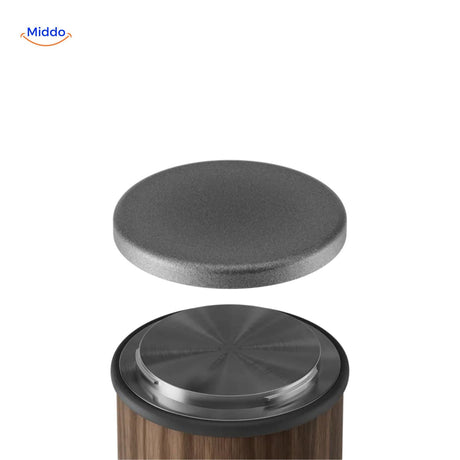 Rolling knife sharpener with glossy finish lid and premium pointed design.