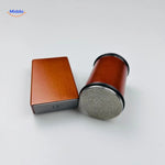 Wooden knife sharpener with red accents for precise and accurate sharpening.