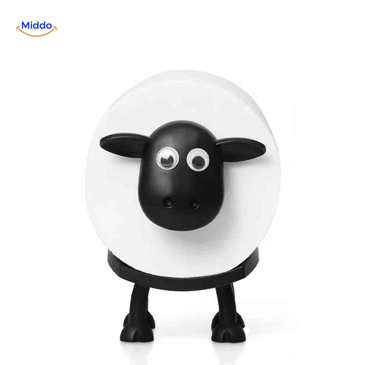 SheepRoll holder in black sheep design, statement bathroom decor piece.